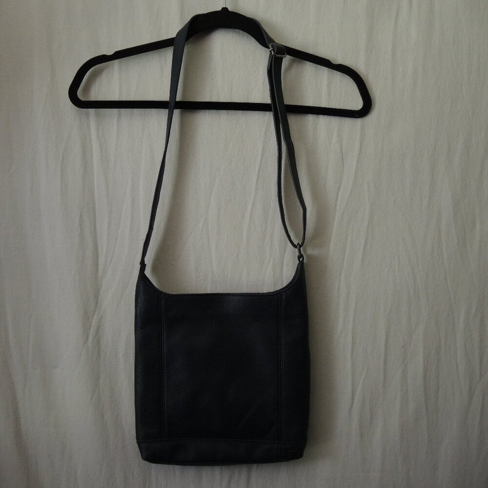 The Sak Genuine Leather Shoulder or Crossbody Bag Dark Navy Blue Zip Closure
